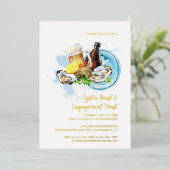 オイスターロースト婚約トーストシーフードパーティー金ゴールド 箔招待状 (立ち正面)