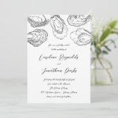 オイスター結婚式招待状 – 白黒 招待状 (スタンド正面)