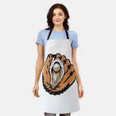 オイスター野球シーフード野球スポーツ愛好家 エプロン (着用した状態)