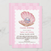 オイスター バースデー パーティー | エレガントな海岸ディスコ 招待状 (正面/裏面)