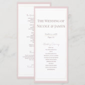 オイスター ピンク & ゴールド モダン ミニマル ウェディング プログラム (正面/裏面)