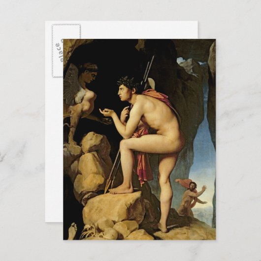 オイディプスおよびスフィンクス1808年 ポストカード (正面/裏面)