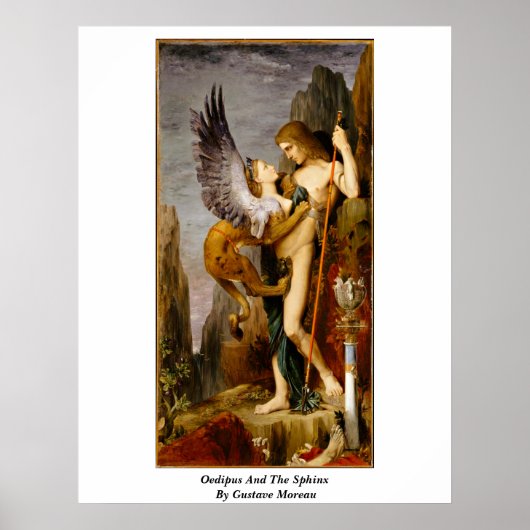 オイディプスとスフィンクスby Gustave Moreau ポスター (正面)