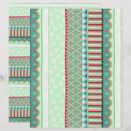 オイフルストライプグリーンクリスマススクラップブック紙