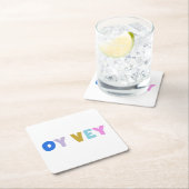 オイベイイディおもしろいッシュな表情かわいカラフルい スクエアペーパーコースター (インサイチュ)