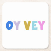 オイベイイディおもしろいッシュな表情かわいカラフルい スクエアペーパーコースター (正面)