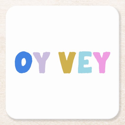 オイベイイディおもしろいッシュな表情かわいカラフルい スクエアペーパーコースター (正面)