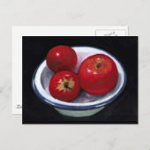 オイルパステルアートの赤いリンゴ ポストカード (正面/裏面)