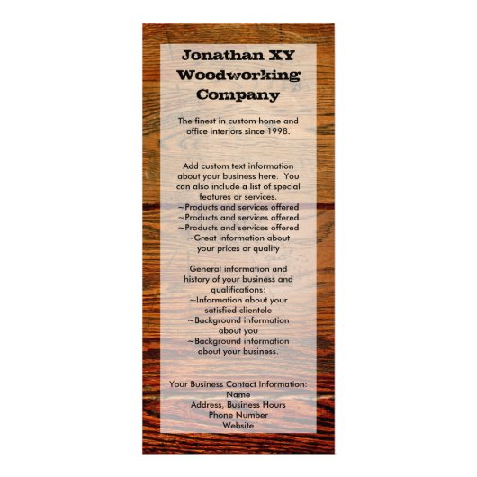 オイルフェイクドウッド板パーソナライズされたカスタム ラックカード (正面)