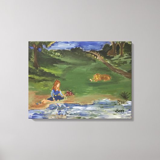 オイルペインティングオリジナルインプリントデイinザパークサー キャンバスプリント (正面)