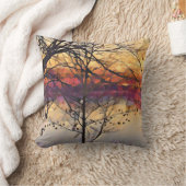 オイルペインティングサンセットオンポンド装飾用クッション クッション (ブランケット)