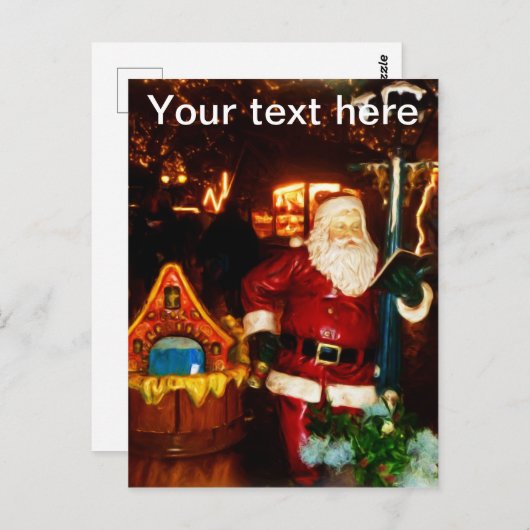 オイル - クリスマスマーケットのサンタクロース像 ポストカード (正面/裏面)
