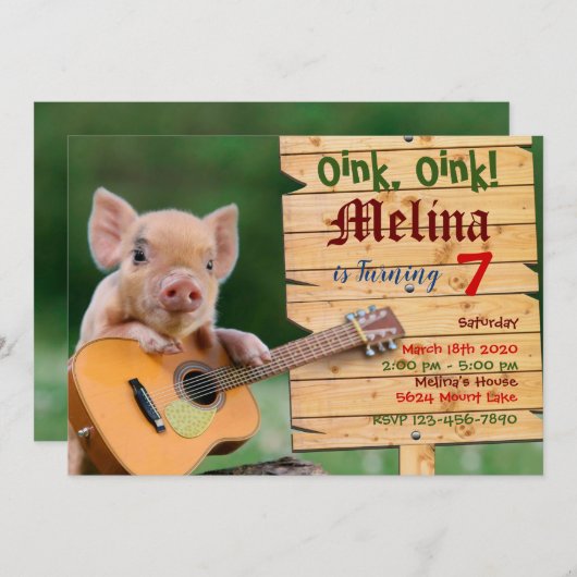 オインオインキギターピグパーティの招待状 招待状 (正面/裏面)