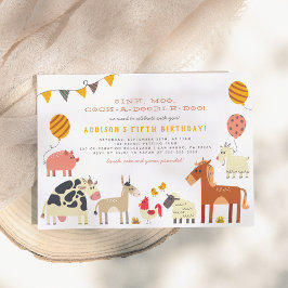 オインクモーコックアドゥー農園の動物誕生日 招待状