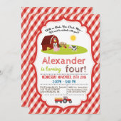 オインク、バア、クルック、農場の誕生日パモーーティーと共に 招待状 (正面/裏面)