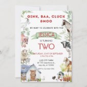 オインバアモーキュートファームアニマルズ誕生日 招待状 (正面)