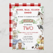 オインバアモーキュートファームアニマルズ誕生日 招待状 (正面/裏面)