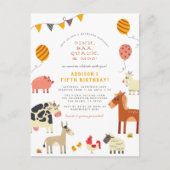 オインバカックフモーァームアニマルバースデーパーティー ポストカード (正面)