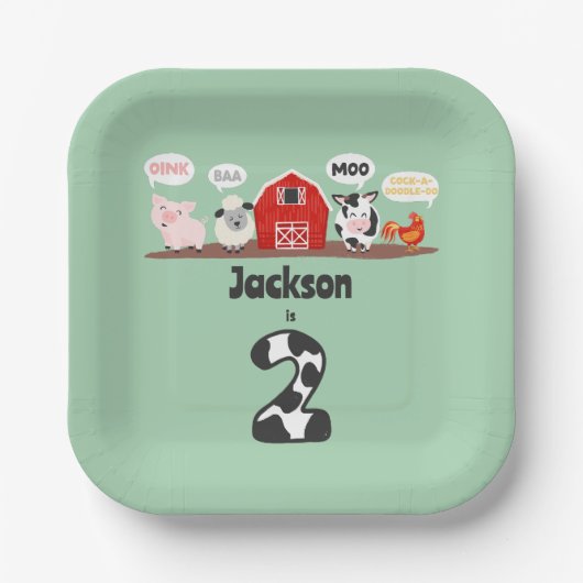 オインバモーア第2期バースデーファームアニマルキッズ ペーパープレート (正面)