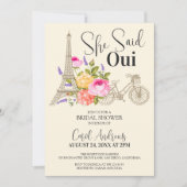 オイ！と答えた ウォーターカラー フラワーのブライダルシャワー 招待状 (正面)