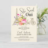オイ！と答えた ウォーターカラー フラワーのブライダルシャワー 招待状 (スタンド正面)