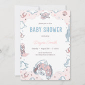 オウсガールピンクロデオベビーシャワー招待状 招待状 (正面)