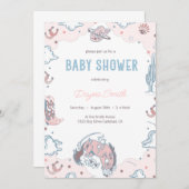 オウсガールピンクロデオベビーシャワー招待状 招待状 (正面/裏面)