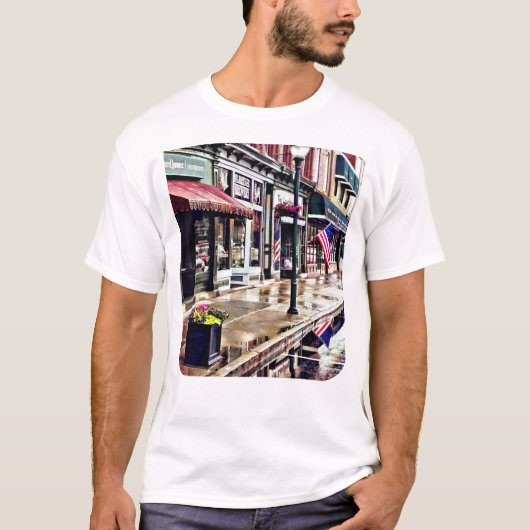オウェゴ ニューヨーク州 - アメリカ国旗と反射 Tシャツ (正面)