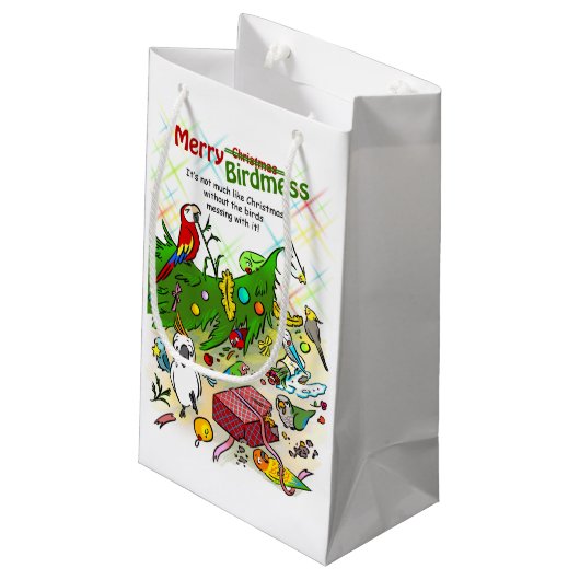 オウムおよびクリスマスツリー スモールペーパーバッグ (裏面アングル)