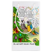 オウムおよびクリスマスツリー スモールペーパーバッグ (正面)