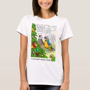 オウムおよびクリスマスツリー Tシャツ