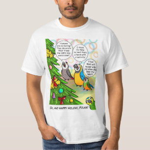 オウムおよびクリスマスツリー Tシャツ