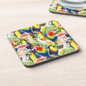 オウムおよびシュロの葉 コースター (左側)