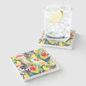 オウムおよびシュロの葉 ストーンコースター (横)