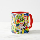 オウムおよびシュロの葉 マグカップ (正面右)