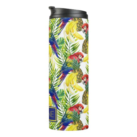 オウムおよびトロピカル・フルーツ|はあなたの名前を加えます タンブラー (回転右)