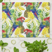 オウムおよびトロピカル・フルーツ キッチンタオル (折り畳み)