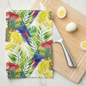 オウムおよびトロピカル・フルーツ キッチンタオル (四つ折り)