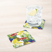 オウムおよびトロピカル・フルーツ スクエアペーパーコースター (インサイチュ)