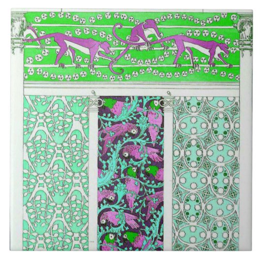 オウムおよび猿のジャングル タイル (正面)