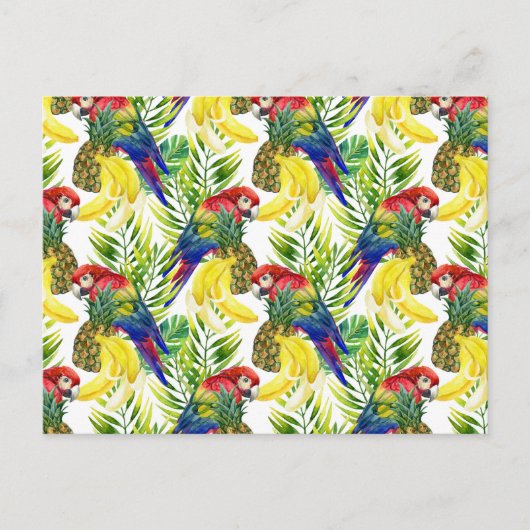 オウムとトロピカルフルーツ ポストカード (正面)