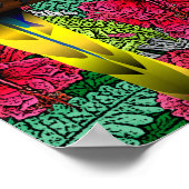 オウムとハイビスカスハワイアンプリントデザイン ポスター (角)