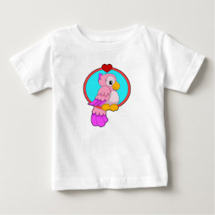 オウムとハート ベビーTシャツ