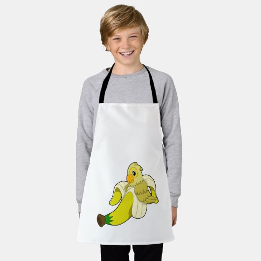 オウムとバナナ エプロン (着用した状態)