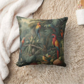 オウムとパイナップルの植物的なシーン クッション (ブランケット)