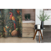 オウムとパイナップルの植物的なシーン シャワーカーテン