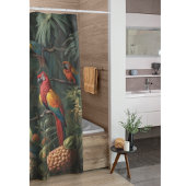オウムとパイナップルの植物的なシーン シャワーカーテン