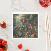 オウムとパイナップルの植物的なシーン スタンダードカクテルナプキン (インサイチュ)