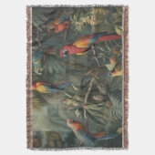 オウムとパイナップルの植物的なシーン スローブランケット (正面縦)