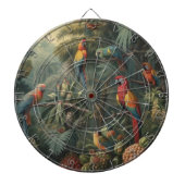 オウムとパイナップルの植物的なシーン ダーツボード (正面)